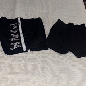 PINK VS Black Athletic Shorts with White Logo Trim